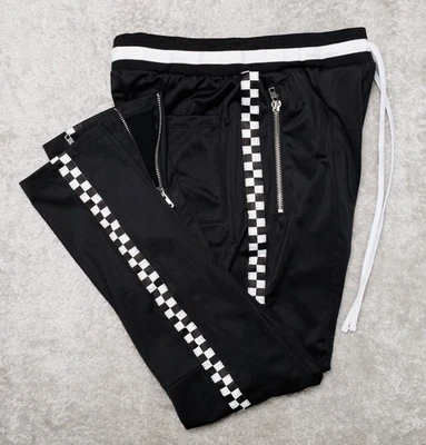 Pantalones deportivos Forever 21 negros para hombre con cremalleras a rayas a cuadros para hombre talla L Foto 1 de 4