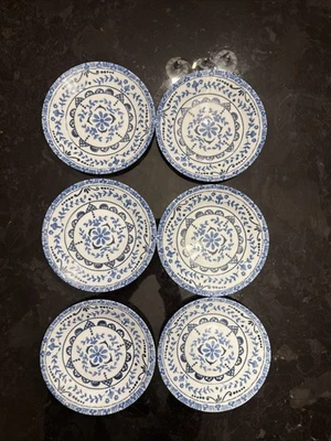 (6) Plato de postre aperitivo Corelle Portofino Costa italiana azul blanco 6,75"" Foto 1 de 2