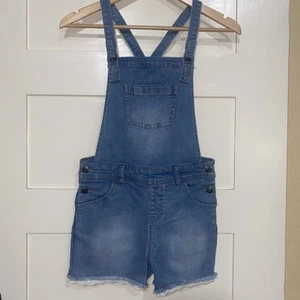 Girls Overalls Cat And Jack Size 10/12 With Lace Legs Blue Jean - Picture 1 of 5