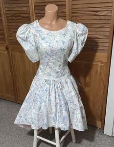 Ultimate TEA PARTY DRESS ONE OF A KIND 80s fashion bespoke Laura Ashley? sz 4 - Picture 1 of 18