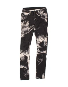 DESIGUAL Womens Graphic Skinny Jeans W26 L31 Black Colourblock CD26 - Picture 1 of 3