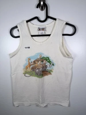 Vtg Walt Disney World Boys Animal Kingdom Safari T Shirt Sleeveless White Sz M - Image 1 of 4