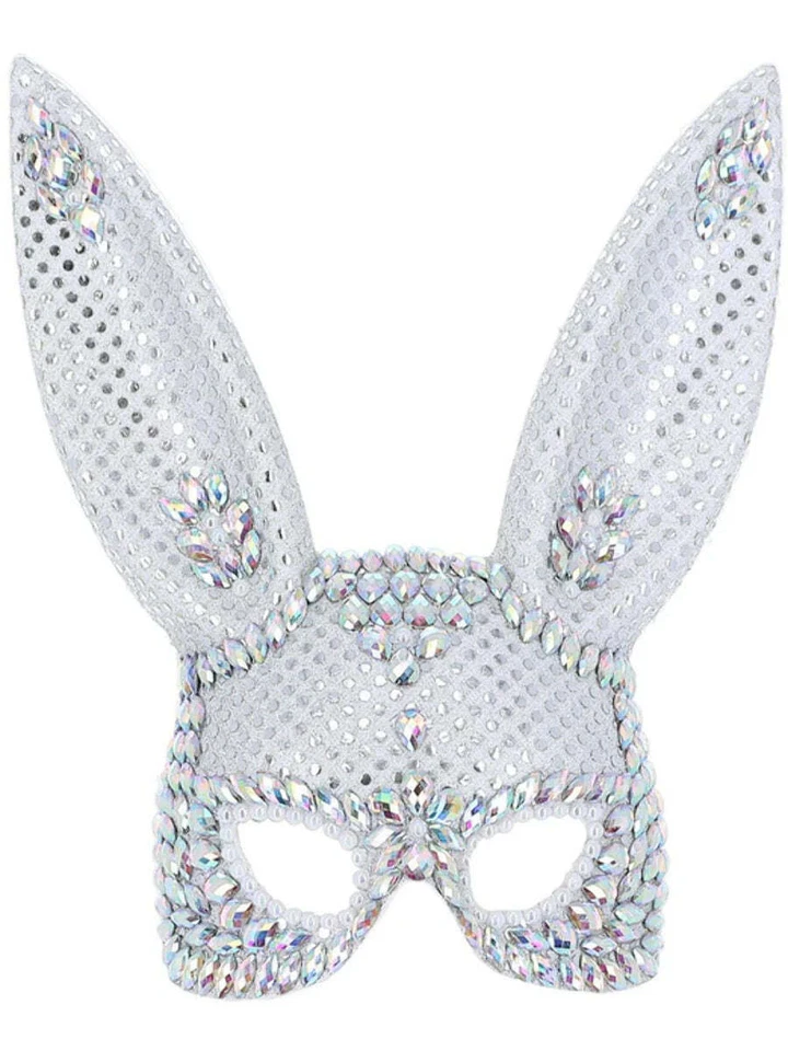 Bunny Rabbit Mask Ladies Halloween Fancy Dress Mask Sequin Performance Dancer - Image 1 of 1