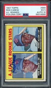 1967 Topps #569 Rod Carew A.L. Rookies HOF Auto PSA 5 DNA 10 88914688 - Picture 1 of 2