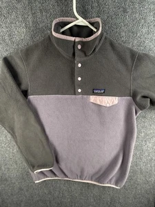 Patagonia Synchilla Fleece Pullover 1/4 Snap Chest Pocket Logo Large Purple Gray - Picture 1 of 14