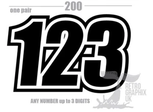 Personalise Race Numbers 1 Pair 120mm Stickers Scooter Motocross Trials Decals - Picture 1 of 6