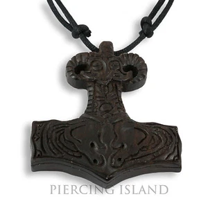 Mjolnir Amulett Anhänger 5cm mit Band Thor Hammer Holz Schnitzerei PB341 - Bild 1 von 1