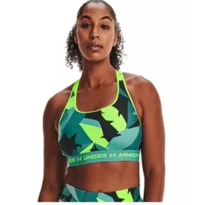 NEW Under Armour Womens UA Mid Crossback Sports Bra 1362899 2X XXL Green Print - Picture 1 of 9