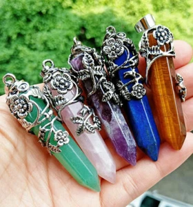 5 piezas Piedra Amatista Rosa Colgantes Chakra Reiki Amuleto Curativo Energía - Imagen 1 de 1
