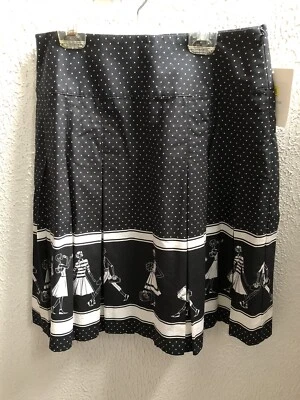 Rockabilly Polkadot Flared Skirt Black & White Liz Claiborne 10P Or 8 NWT - Image 1 of 4