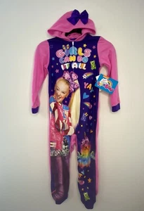 NWT Jojo Siwa Size 6-6X Girls Purple Pink Hooded Blanket Sleeper Rainbow Pajama - Picture 1 of 9