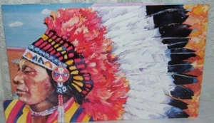 Commemorative Stamps Indian Head Dress Mint 1990 USPS Tri-Fold Display - Picture 1 of 4