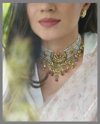 VeroniQ Trends-Thappa Style Choker Necklace in Handmade Kundan With Ruby Quartz  - Image 1 of 2