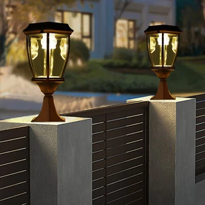 2-Pack Solar LED Post Light Lamp Yard Driveway Fence Outdoor Pillar Lights Lamps - Picture 1 of 19