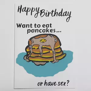 Pancakes Birthday Card Blank For Him Her Love Husband Wife Naughty Handmade - Picture 1 of 10