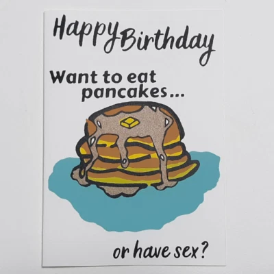 MEADOWRAYNEMARKET.COM Pancakes Birthday Card Blank For Him Her Love Husband Wife Naughty Handmade