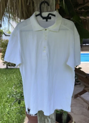 BOGOSSE WHITE COTTON POLO STYLE SHORT SLEEVE SHIRT Sz 5(L) - Image 1 of 4