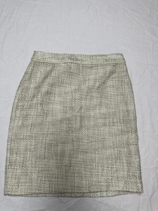 Bannana Republic Womens beige tweed skirt lined size 2 zip Nwt Wool Blend - Picture 1 of 8