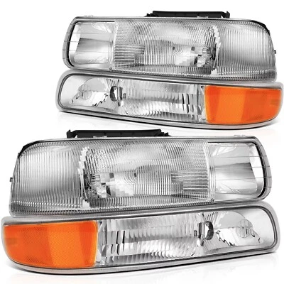 Conjunto de par de faros cromados para Chevy Suburban 1500 2500 Tahoe 2000-2006 nuevo Foto 1 de 4