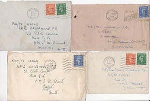 1943/6 4 COVERS > P B WATERHOUSE ON 3 DIFF NAVAL SHIPS SPEAKER St VINCENT etc.. - Picture 1 of 2