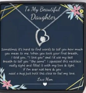 To My Beautiful Daughter Heart Necklace Gift For Daughter From Mom - Picture 1 of 4