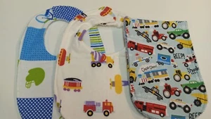 set of 2 bibs and a burp pad for infants handmade and new - Picture 1 of 1