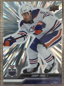 CODY CECI 2023-24 UPPER DECK SERIES 1 OUTBURST SILVER SP #70 EDMONTON OILERS