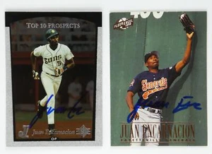 Juan Encarnacion Signed 1997 Upper Deck & 1996 Fleer Excel Trading Card Lot of 2 - Picture 1 of 4