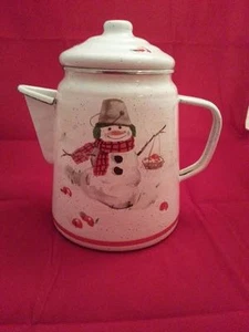Hallmark Mitford Schneemann Emaille Kaffee/Teekanne - Bild 1 von 4