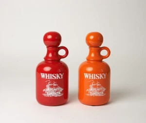 Set of 2 Ceramic Whiskey Jugs With Cork Stopper - Picture 1 of 10