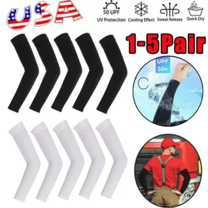 1-5Pair UV Sun Protection Cooling Arm Sleeves Cover Outdoor Sports Basketball US - Picture 1 of 21