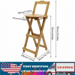 Portable Folding Bamboo Stool Tall Chair Foldable Bar Stool Porch Kitchen Chair - Picture 1 of 24