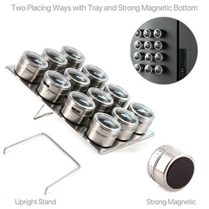 12 Magnetic Spice Jars Spice Storage 100ml Holder Seasoning Containers Tins Kit - Picture 1 of 12