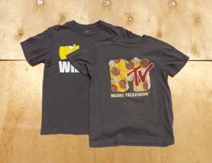 Size Medium (7) Boys Cartoon T- Shirt Set- Grey Bart Simpson MTV light gray - Picture 1 of 5