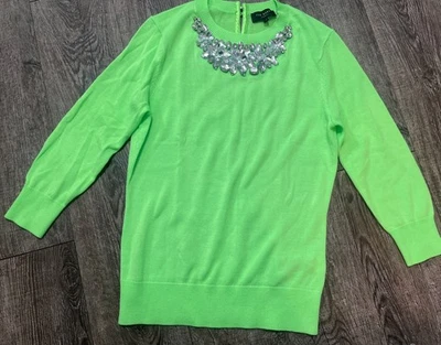 Ted Baker Women’s Size 1 Tashca Jewel Neon Green Sweater Shirt 3/4 Sleeve - Image 1 of 4