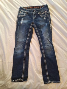 Pantalones de mezclilla para mujer Rock Revival Becky Easy Capri desgastados talla 30X27 - Imagen 1 de 9