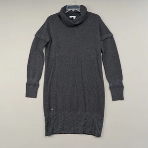 Lacoste Sweater Dress Womens 40 Gray Merino Wool Cable Knit Button Off Sleeves - Picture 1 of 11