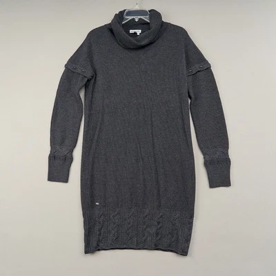 Vestido Suéter Lacoste Para Mujer 40 Gris Lana Merino Tejido con Cable Mangas Abotonadas Foto 1 de 4