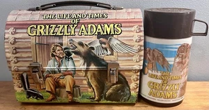 1977 Aladdin Grizzly Adams Metall Brotdose und Thermoskanne - Bild 1 von 14