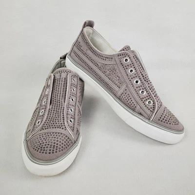 TRUE RELIGION Slip On Sneakers Aubrie Gray Silver Studs No Lace Women's Size 9.5 - Image 1 of 4
