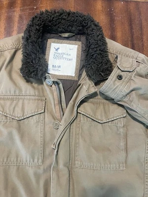 Jaqueta de trabalho masculina American Eagle casaco militar acolchoado forrado médio - Imagem 1 de 4