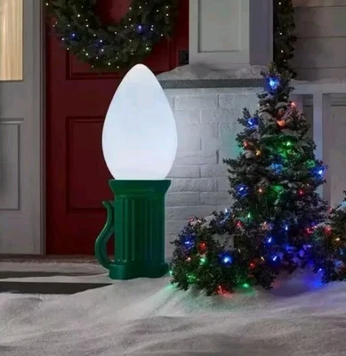 3FT LED Jumbo White Bulb Battery Operated Holiday Yard Decor Blow Mold - Image 1 of 2