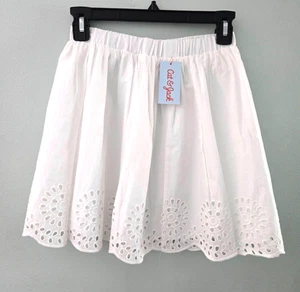 NWT Cat & Jack Girl's Fresh White Cotton Eyelet Skirt size Large (10 - 12) - Picture 1 of 7
