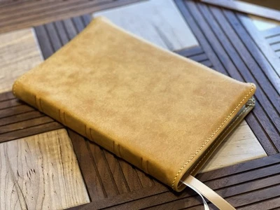 ESV Thinline Bible Yellow Badalassi Carlo Pueblo Cowhide Leather Rebind - Image 1 of 4