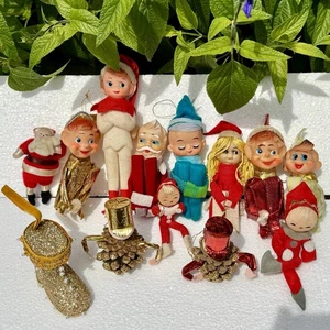 Rodillera Elfo Adorno de Navidad Japón Pixie Vintage Amarillo Neón Santa Lote 13 - Imagen 1 de 14