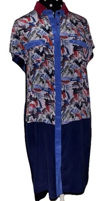 Prabal Gurung-Vestido Camisa Alta/Baja Estampado Abstracto Multicolor Seda-Talla 4-NYC Foto 1 de 4