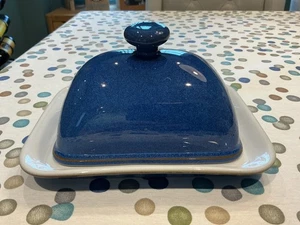 DENBY IMPERIAL. BLUE LIDDED BUTTER DISH STONEWARE TABLEWARE EXCELLENT - Picture 1 of 15