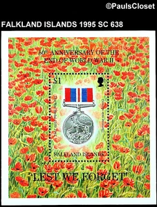 FALKLAND ISLANDS 1995 SC 638 THE WAR MEDAL £1 MULTI MNH SS VF - Picture 1 of 2