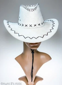 Cowboy Hat Adult Assorted Colors Faux Suede With Decorative Stitching Adj. Strap - Picture 1 of 5