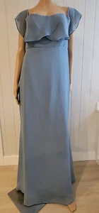 BRIDESIDE Social Formal Wedding Gown Dress Slate Gray Blue Fit Flare Lined 14 - Picture 1 of 20
